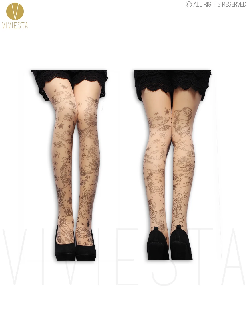 Татуировки узор колготки-20d Женская Мода Стиль Дизайн милые сексуальные ноги