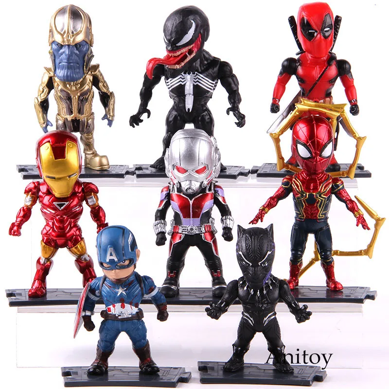 Мстители Marvel Фигурка Железный человек Человек-паук Капитан Америка Дэдпул танос муравьиный человек Веном ПВХ Модель игрушки