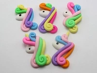 10pcs mixed color polymer clay rainbow unicorn little pony cabochon deco craft