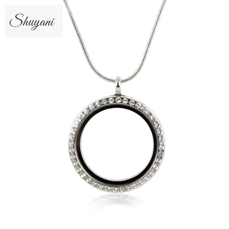 

10pcs/lot Free Chains 30mm Round Mix Color Memory Magnetic Lockets Alloy Metal Rhinestone Glass Floating Locket