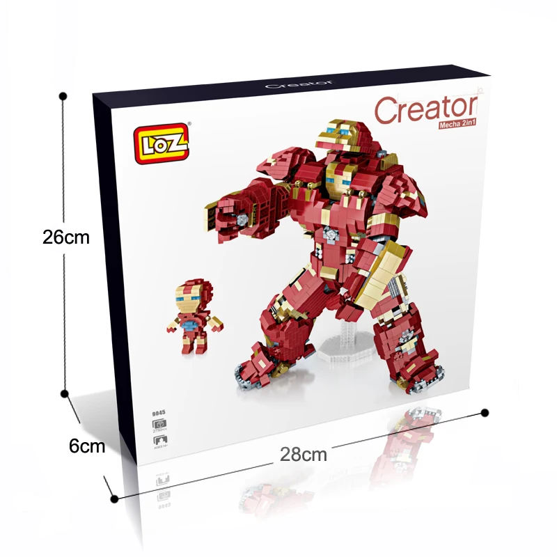 Строительные блоки LoZ Avengers Hulkbuster 26 см 2750 шт. экшн модель супергероев фильма