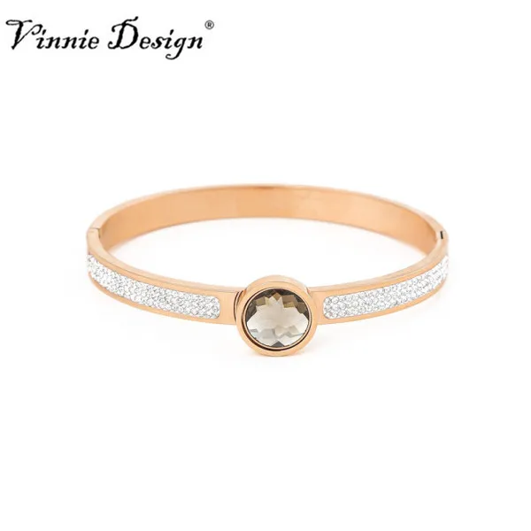 Браслет Vinnie из нержавеющей стали с роскошными кристаллами 12 мм|steel bangle|stainless steel