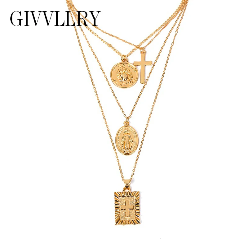 Бесплатная доставка портрет Девы Марии крест ожерелья для женщин Иисуса монета