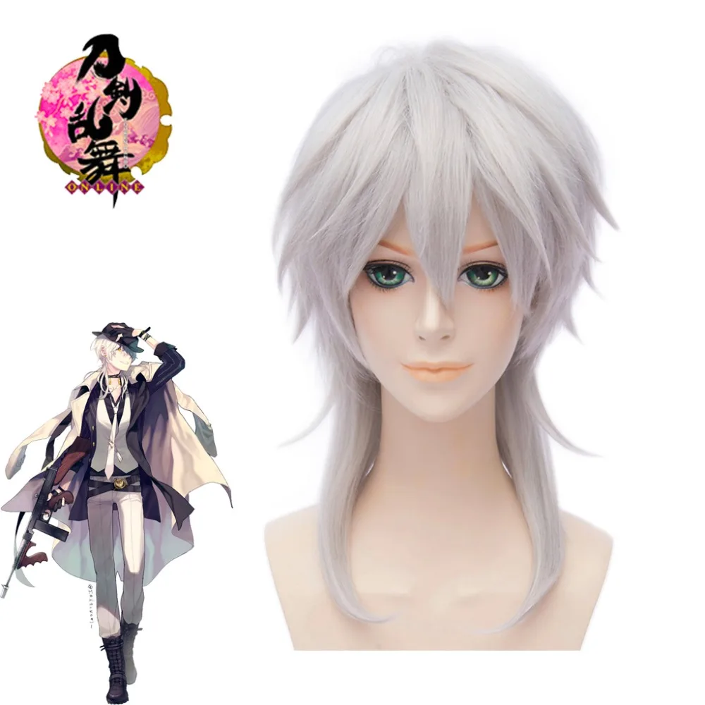 

Eraspooky Game Touken Ranbu Online Cosplay Tsurumaru Kuninaga Wig Silver Hair High Temperature Fibre Anime Wigs Short Adult