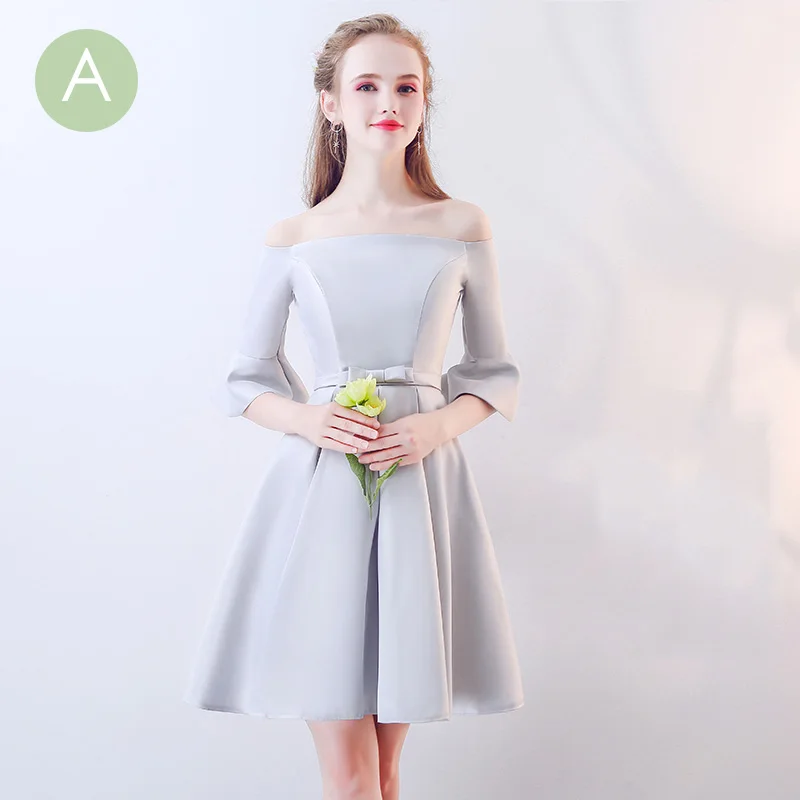LAMYA/короткие простые атласные вечерние платья, элегантные вечерние платья трапециевидной формы, женское платье большого размера, простое торжественное платье, халат De Soiree - Цвет: as pic