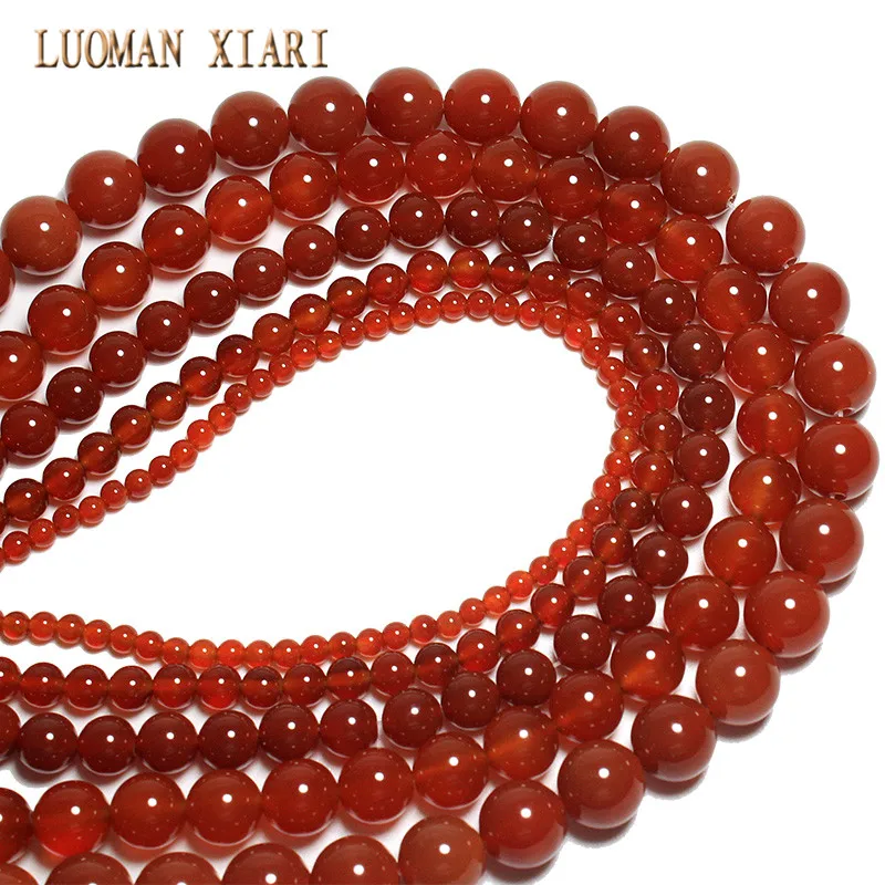 Натуральный круглый бисер из красного агата AAA + для самостоятельного