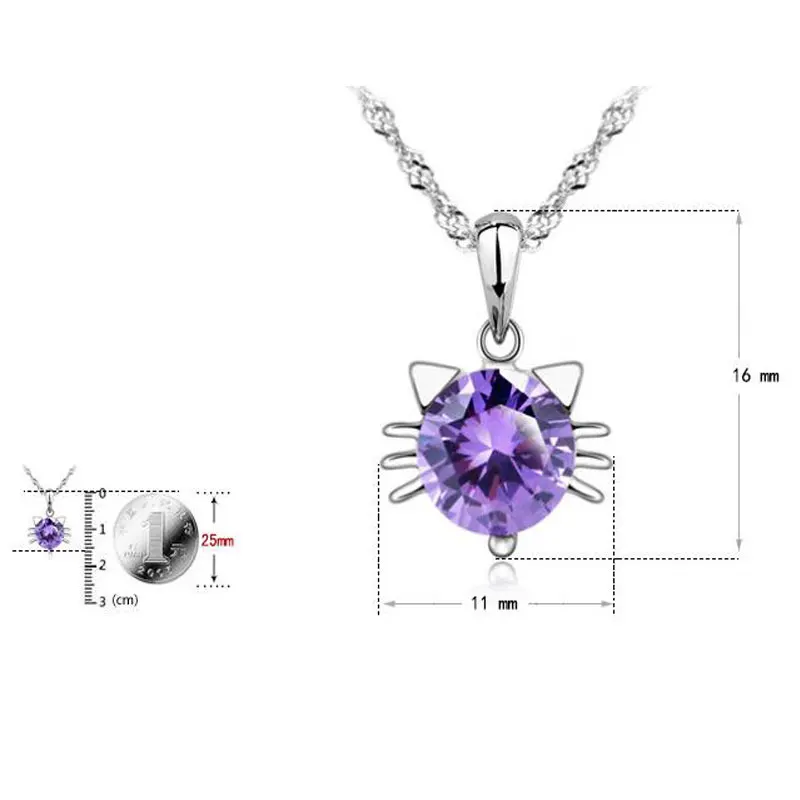 Женская Посеребренная цепочка с подвеской в виде кота и эльфа|f pendant|silver crystal