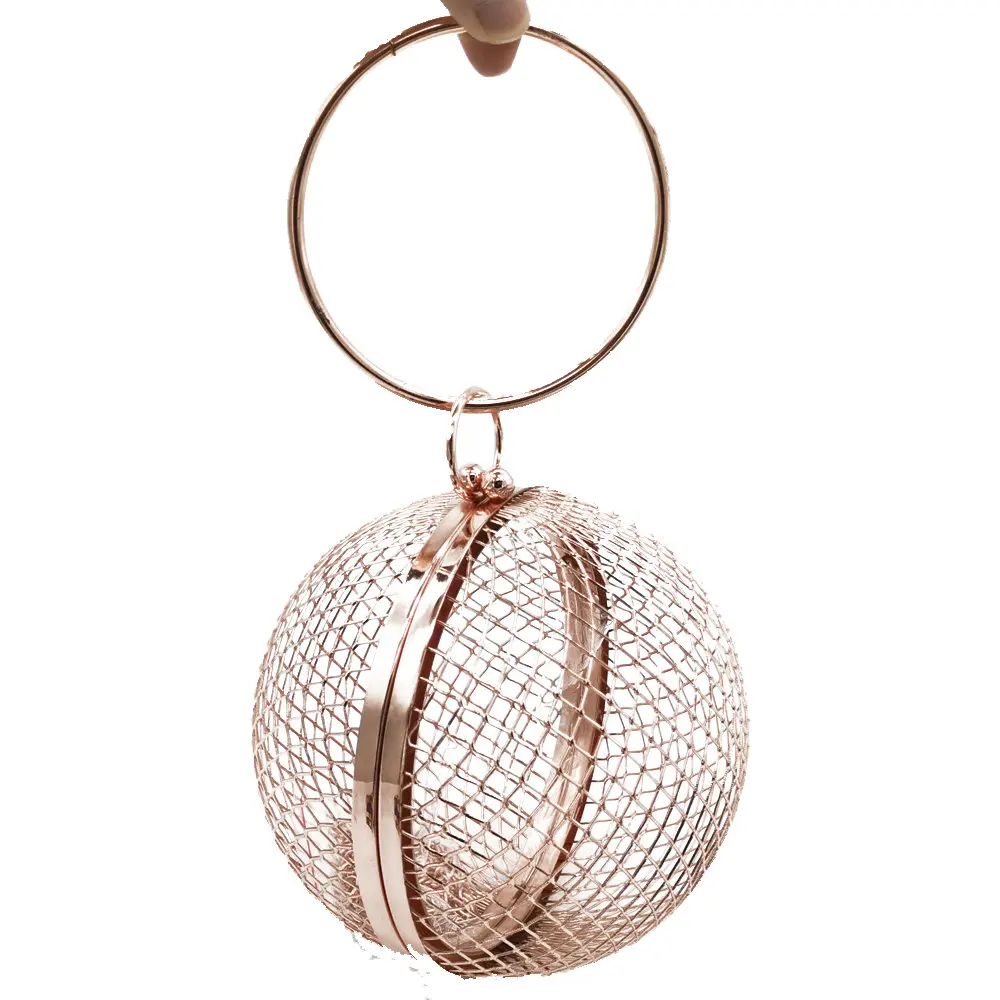 Boutique De FGG женские круглые металлические клатчи, Жесткий Чехол, вечерние сумки на ремешке, сумки и кошельки, сумка на плечо на цепочке