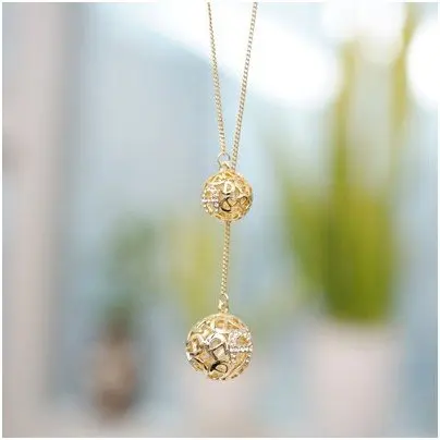 Классические хрустальные ажурные Стразы с двумя шариками длинное ожерелье