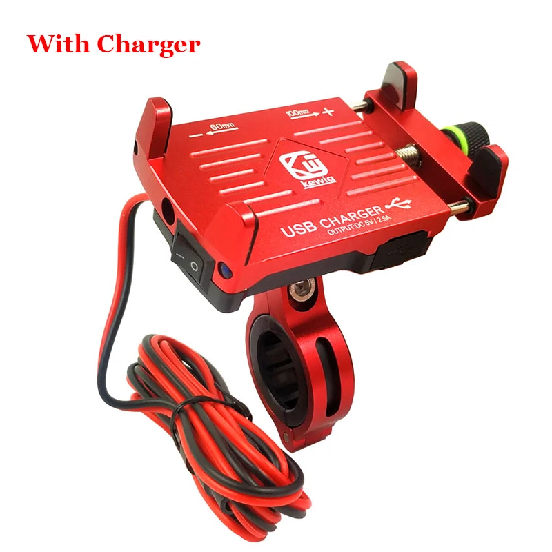 Charging - Red ARVIN мотоциклетный алюминиевый держатель для телефона с USB зарядным устройством, мото руль, зарядный кронштейн, подставка для 3-6,2 дюймов, крепление для мобильного телефона - Цвет: Charging - Red