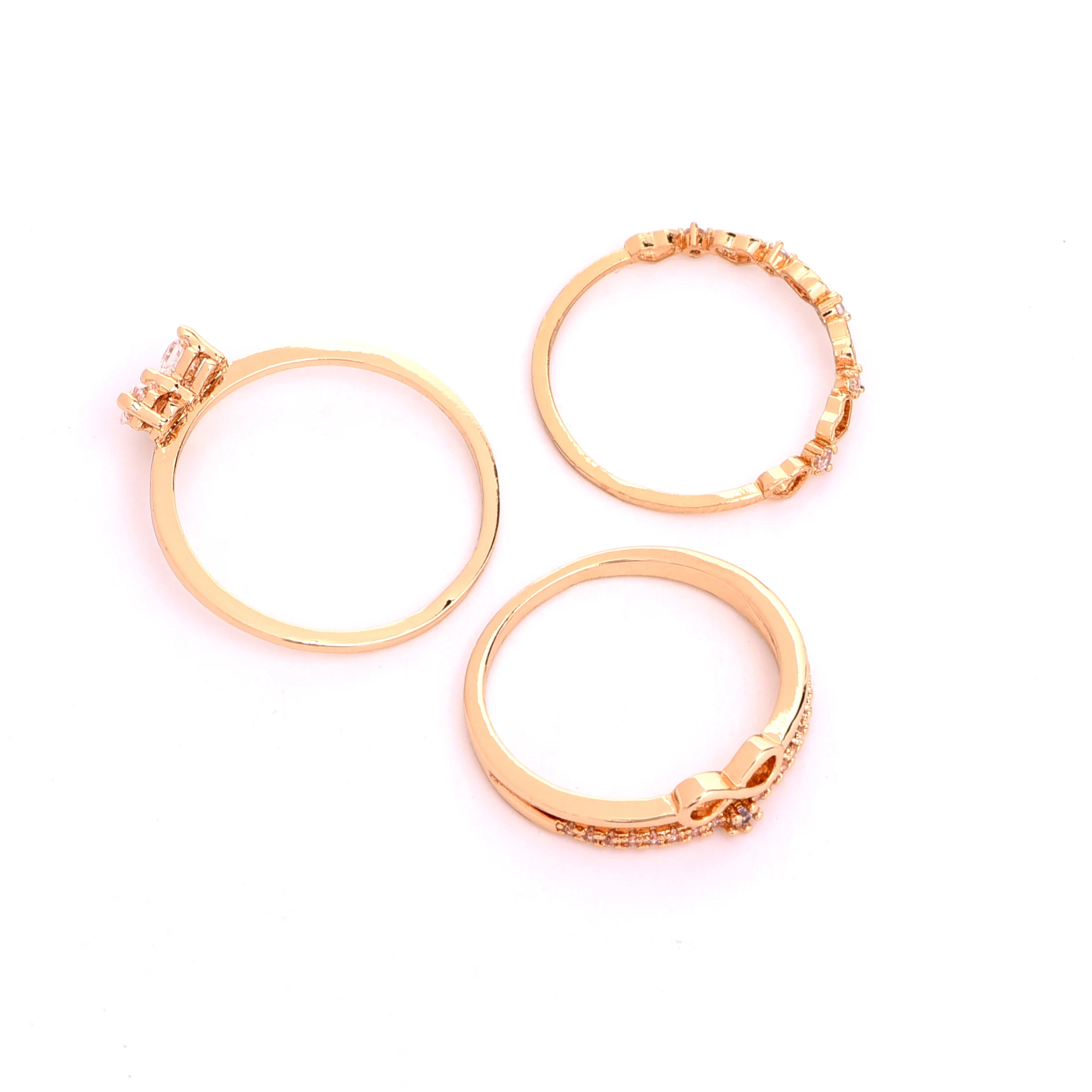 New fashion copper zircon CZ heart infinity finger ring set trendy jewelry gift R0007|fashion set|ring setfinger |