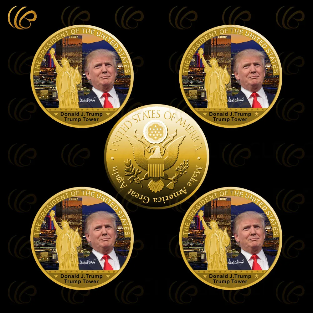 Оптовая торговля Золотая монета Дональд Трамп металлическая 45the президент США