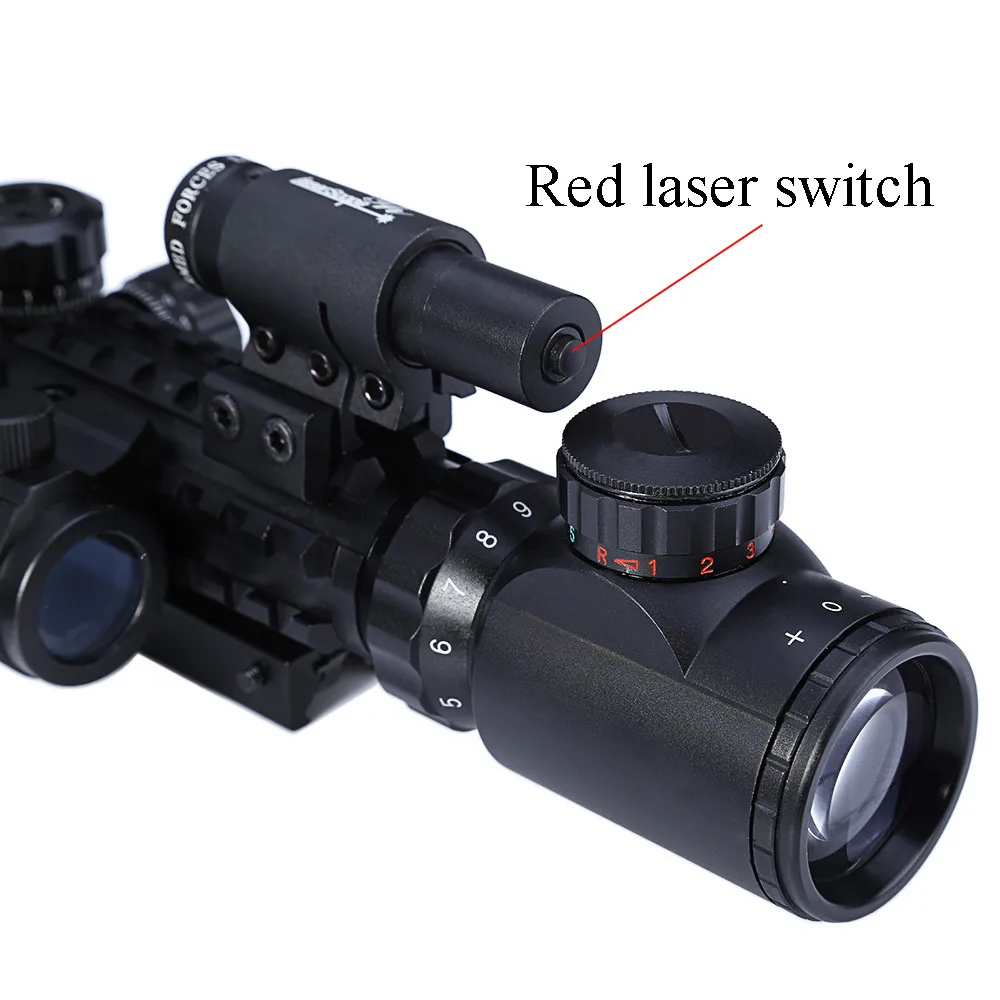 3-9X40 3 в 1 Red Dot Reflex Riflescope с 20 мм ласточкин хвост Красная Лазерная оптика Снайперский прицел для тактической охоты страйкбольного пистолета