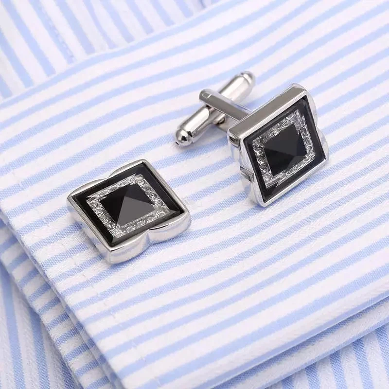 Запонки мужские для свадебной вечеринки французские запонки жениха с черными