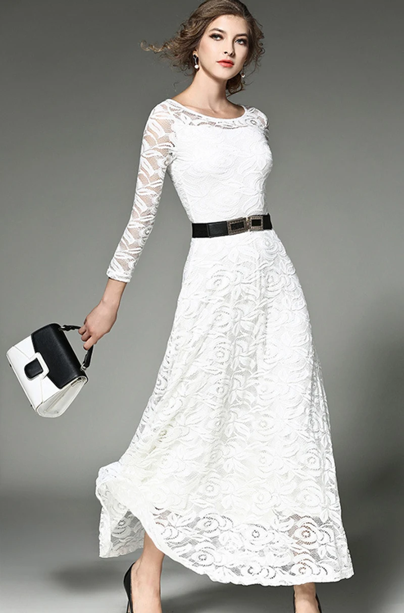 Lace dress 2017 лето новый женщины повседневная одежда удобная большой размер девять