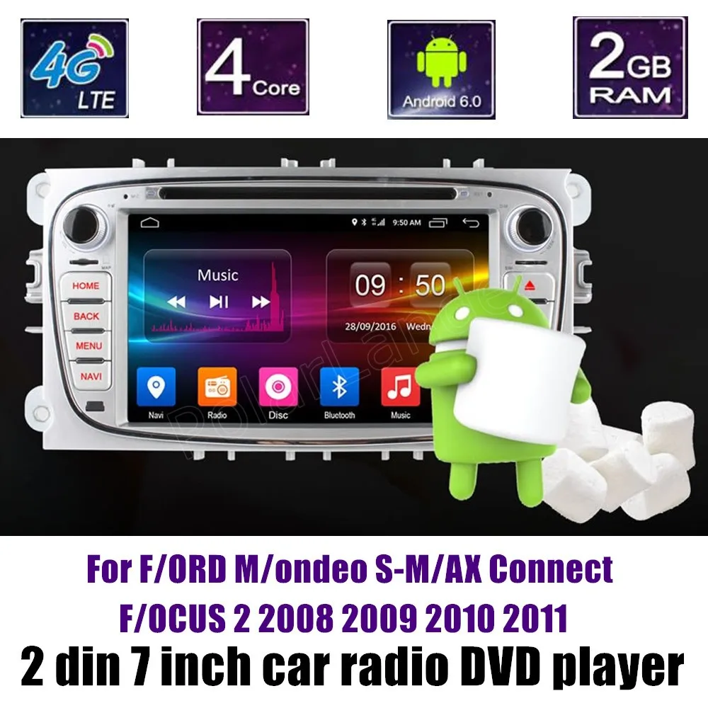 Четырехъядерный Android 6 0 Автомобильный DVD GPS плеер для FORD Mondeo S MAX подключение FOCUS 2 2008