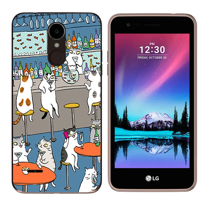 Для LG K4 2017 X230K чехол мягкий TPU силиконовый кошачий пейзаж для телефона с рисунком