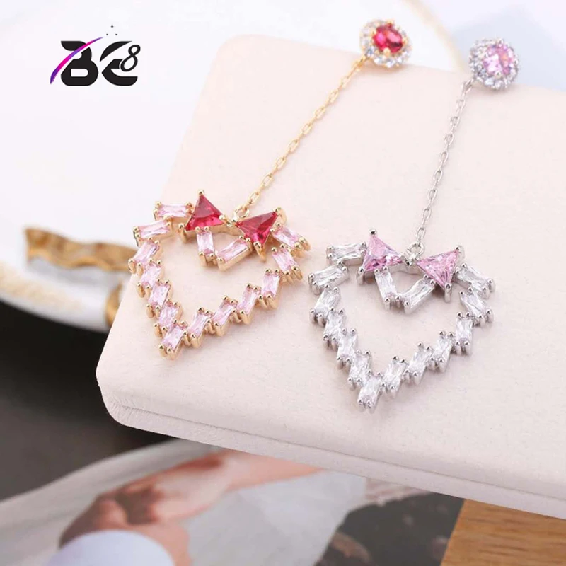 

Be 8 Latest Fashion Women Jewelry Love Heart Shape Long Drop Earrings AAA Cubic Zirconia Stone Dangle Earrings for Women E632