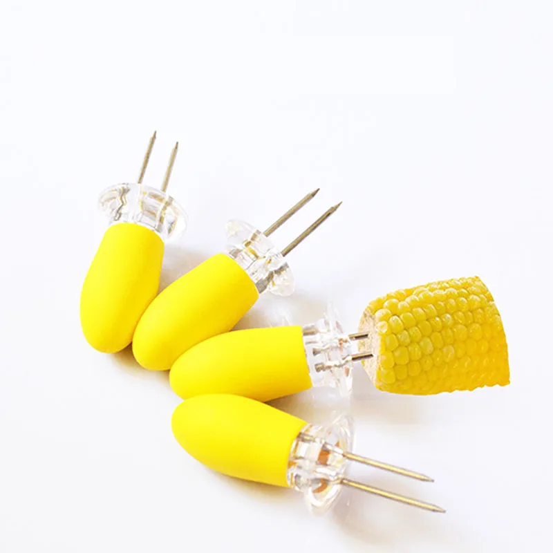 Акция 4 пары милый набор держателей для барбекю кукурузная вилка из нержавеющей