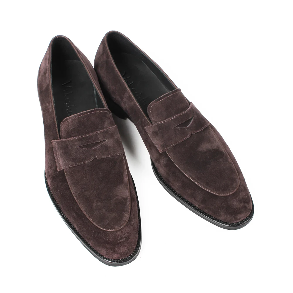 VIKEDUO New Brown Loafers Shoes For Men Handmade Patina Blake Casual Footwear Cow Suede Wedding Zapato Hombre Slip-on Flat | Обувь