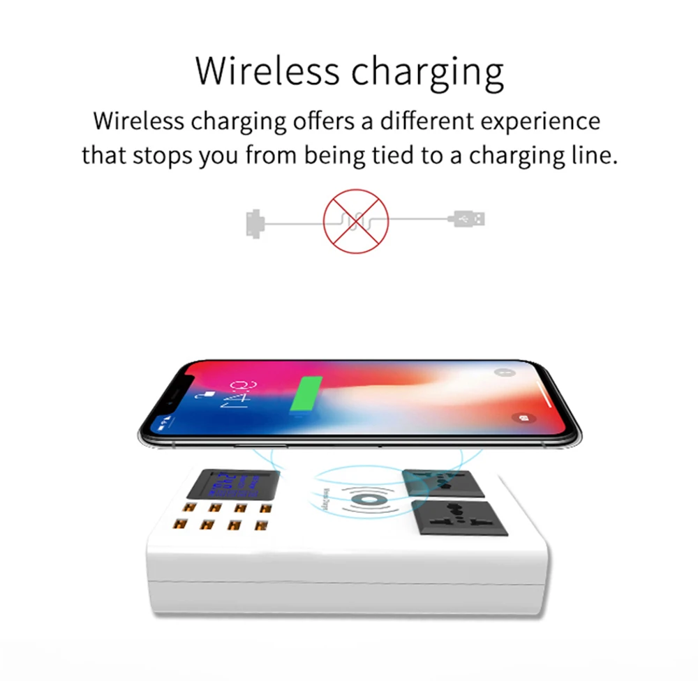 Умное Беспроводное зарядное устройство универсальное 8 USB зарядное устройство Порт умная док-станция адаптер питания для samsung iphone EU US AU UK вилка путешествия