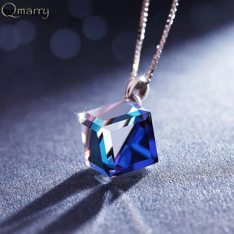 Qmary новинка 2019 модное ожерелье с кристаллами и кубиками Женские Ювелирные
