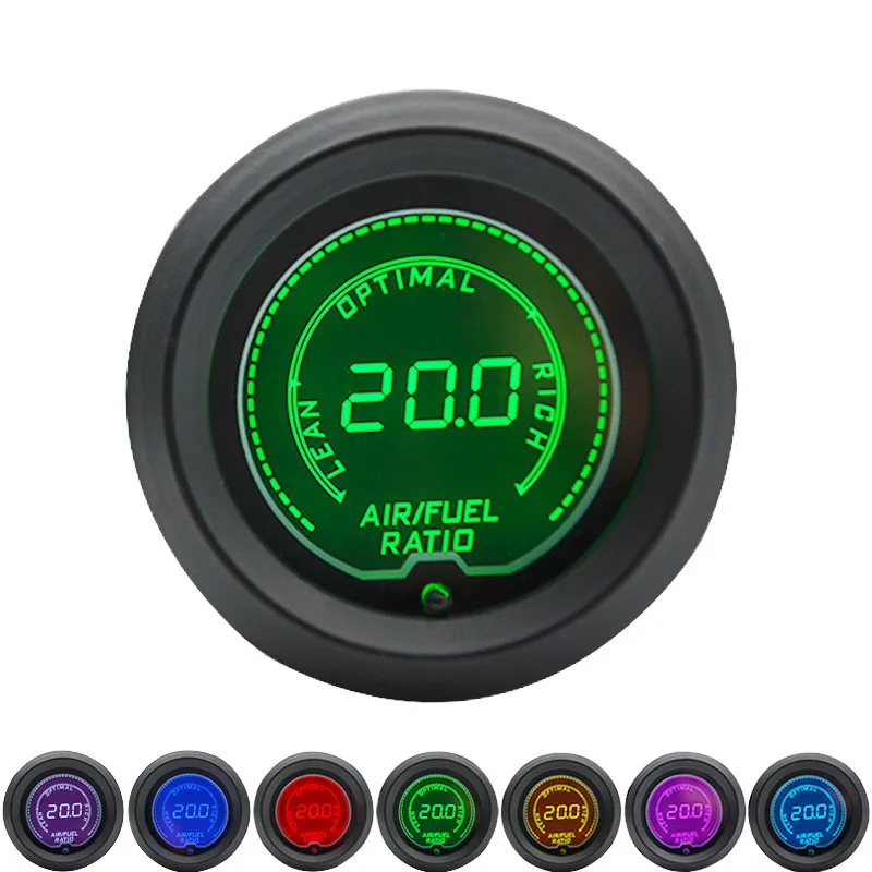 Air fuel ratio 52 мм Boost/температура воды/Температура масла/Вольт/Тахометр/EGT/соотношение воздушного топлива/Датчик давления масла ЖК цифровой 7 цветов дисплей - Цвет: Air fuel ratio