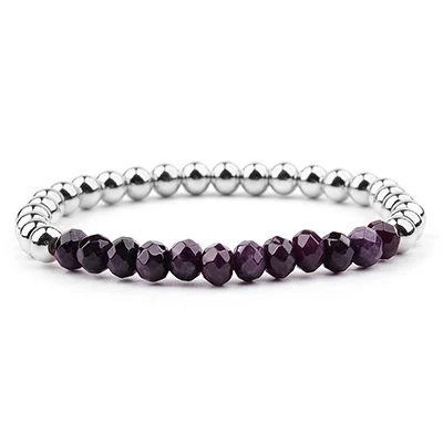 12 Dark Amethyst BOJIU, 25 цветов, натуральный кварцевый камень, серебро, гематит, бусины, браслеты для женщин, трендовые, эластичные, ручной работы, женский браслет, ювелирное изделие, BC279 - Окраска металла: 12 Dark Amethyst