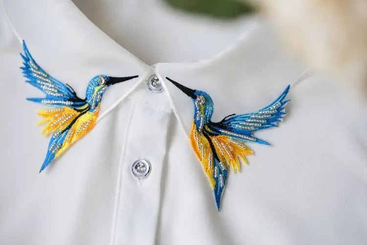 Новый дизайн модное ожерелье с вышивкой в виде тяжелых птиц блузка рубашка шея