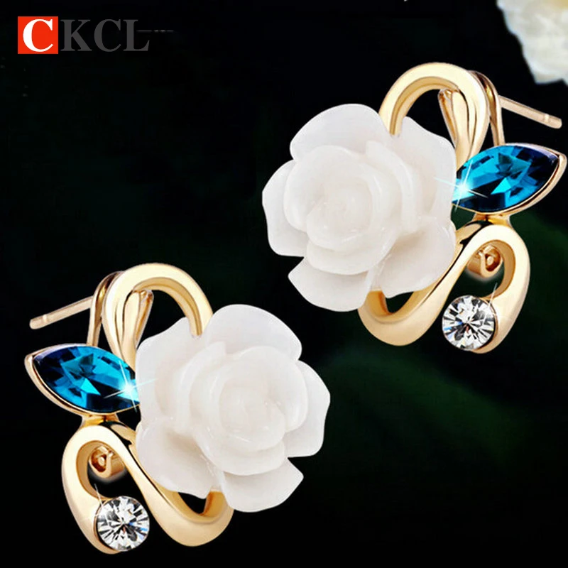 Новинка 2017 модные серьги гвоздики Лидер продаж классические золотого цвета с