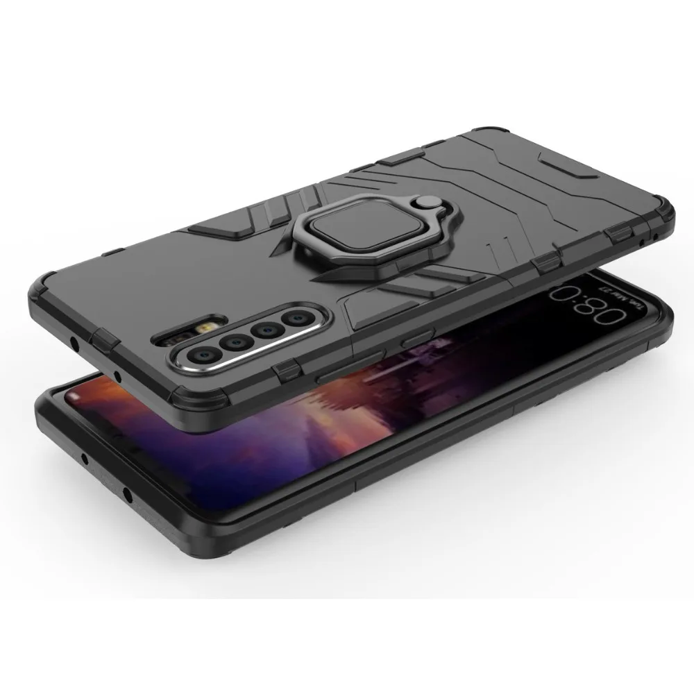 Роскошное кольцо Броня чехол для Huawei P30 Pro P20 телефона Lite анти осенний Мягкий край