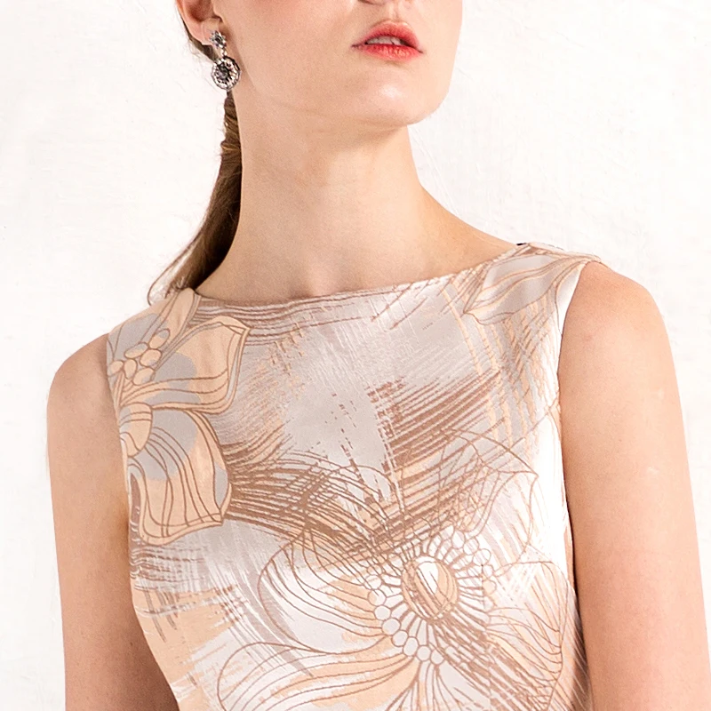 Женское жаккардовое платье-карандаш с разрезом элегантное облегающее платье