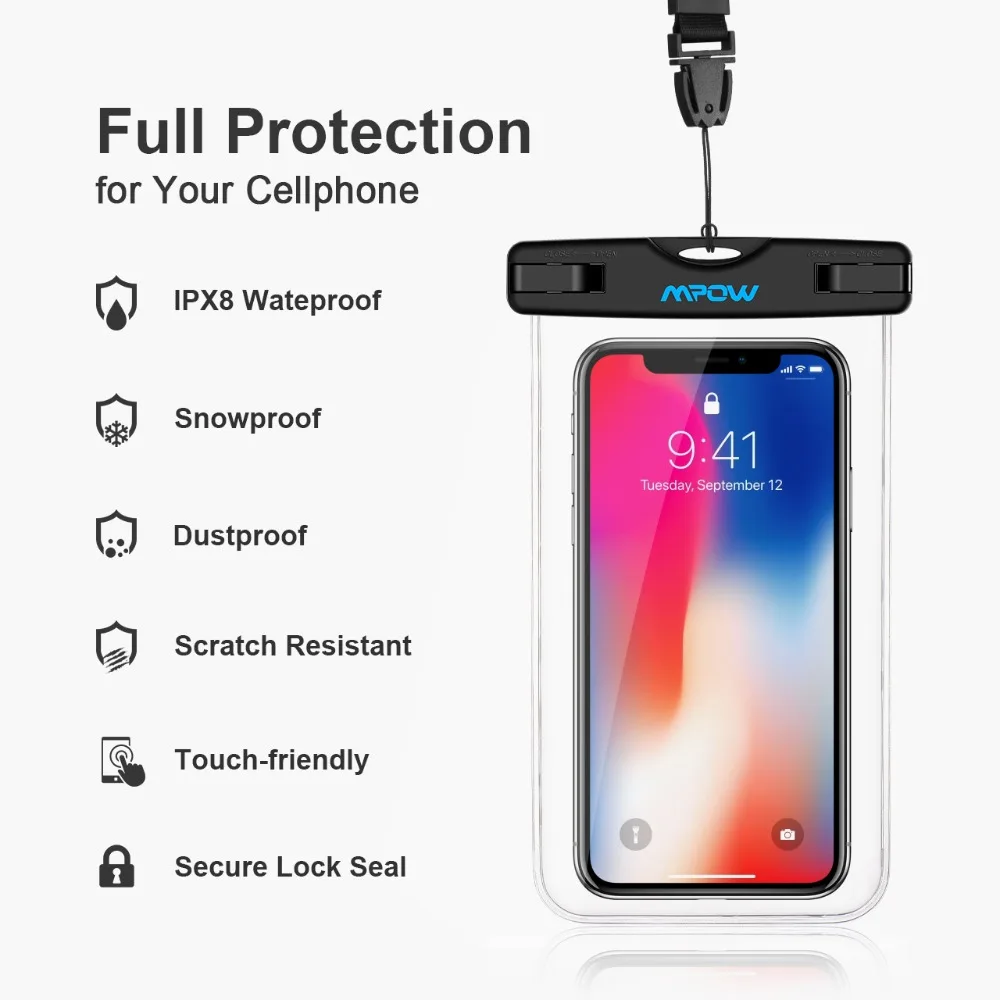 Водонепроницаемый чехол Mpow PA021 IPX8 для мобильного телефона универсальный iPhone Xs Xr 6S