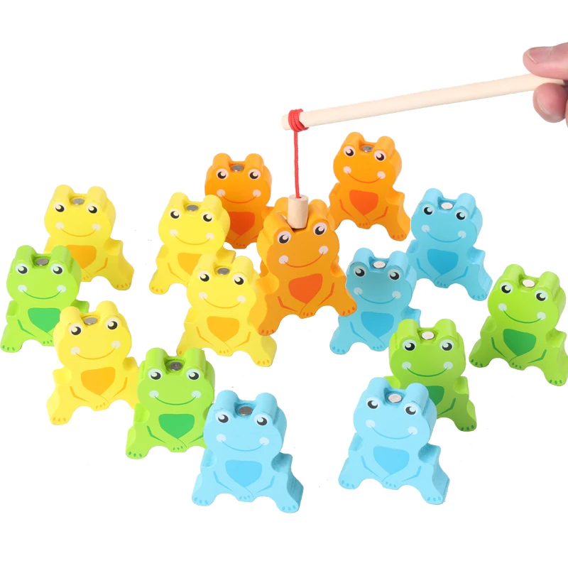 

candice guo! educational wooden toy cute colorful frog folds high balance fishing game early childhood game birthday gift 1pc