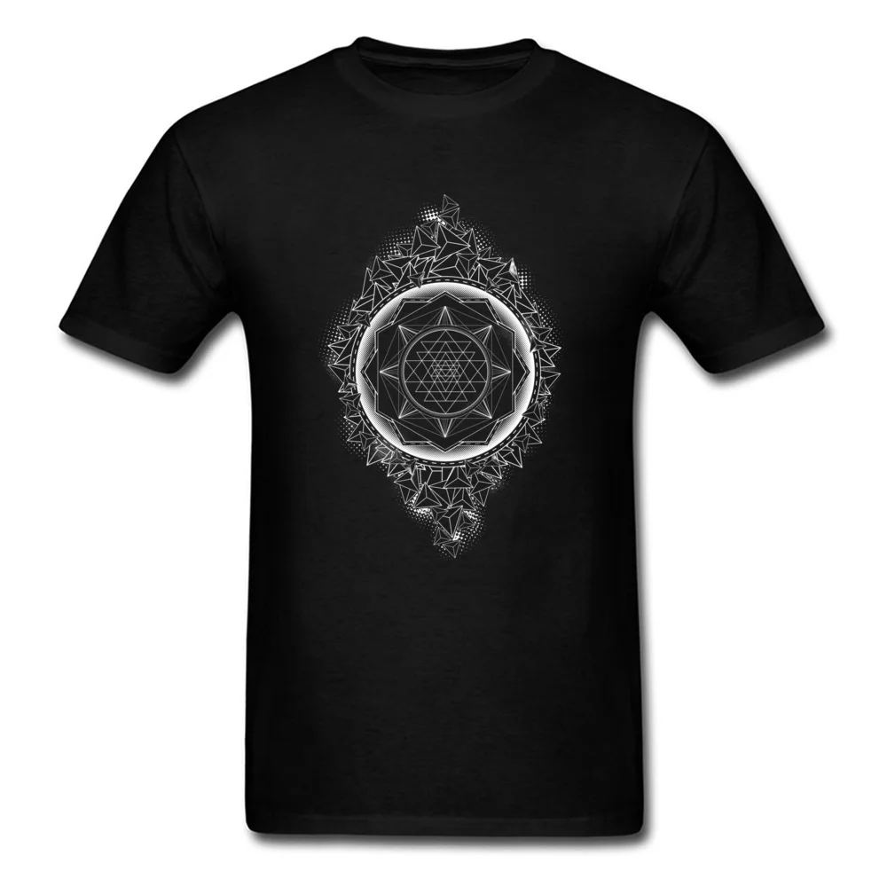 Священная Геометрия Sri Yantra полутона уникальный дизайнер Мужская футболка черный белый короткий рукав мужской топ футболки
