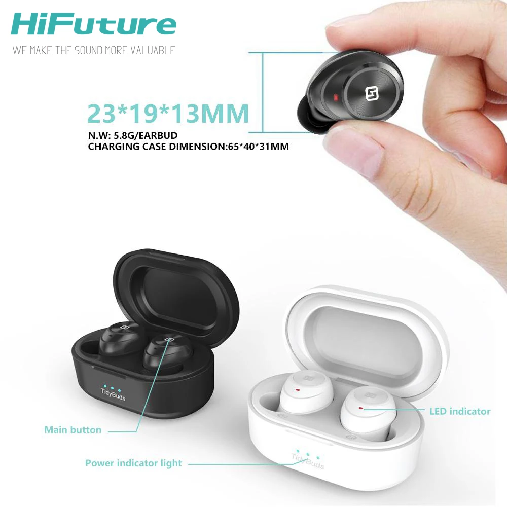 Hifuture Tidybuds TWS Bluetooth V5.0 наушники 3D стерео Спортивные Беспроводные с двойным
