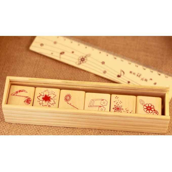 Творческие музыкальные Цветы DIY деревянный штамп многофункциональная винтажная