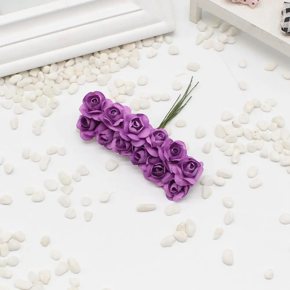 12 шт Мини Роза бумага ручной работы искусственный цветок свадебное оформление