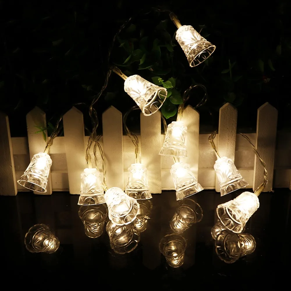 Bell Christmas tree Led String lamp 120CM 10leds color night light Powered by battery Festival Lantern party birthday decor HQ | Лампы и