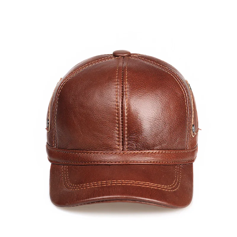 Бейсболка мужская из тонкой воловьей кожи молодежная Кепка натуральной шапка