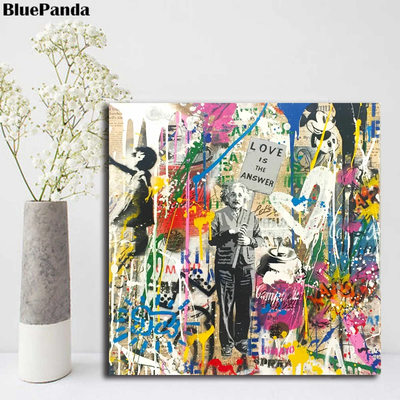 Mr Brainwash Эйнштейна живопись плакаты художника и принты декоративные настенные