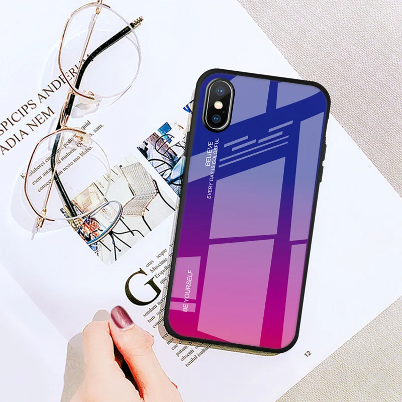 Роскошный чехол для iPhone X XS 11 Pro Max 8 7 6 6S Plus глянцевый ультра тонкий из закаленного