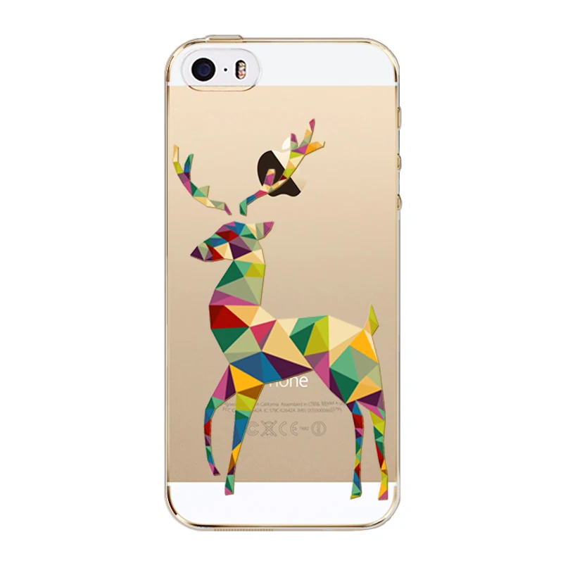 Merry Christmas Animals Phone Case Capa For iPhone 5 5s SE Coque Soft TPU Gift Celebration Santa Claus Deer Kids Back Cover |