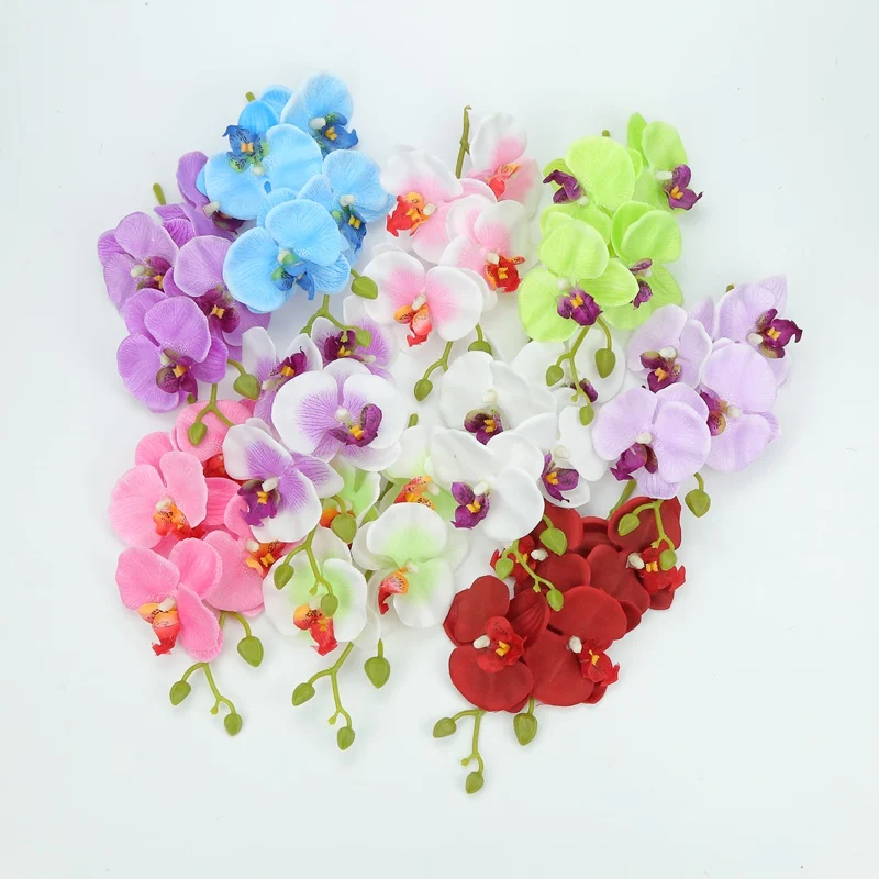 Artificial butterfly orchid bouquet fake plants vase for home wedding decoration ornamental flowerpot cheap silk flowers string