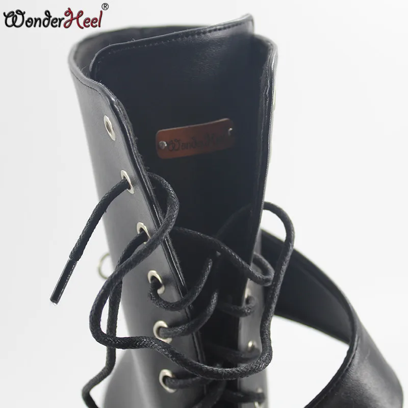 Wonderheel padlocks балетные туфли ультра высокий каблук 18 см клинья балетные сапоги до колена сексуальные фетиш сапоги матовые ПУ балетные сапоги со шнуровкой