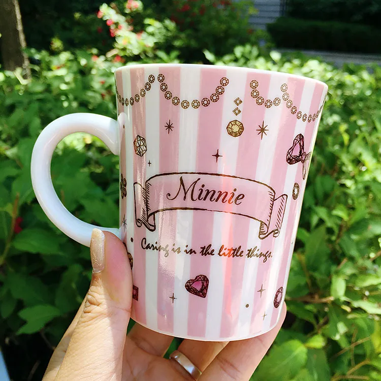 Ceramic 320ML cartoon mermaid coffee mugs cup with spoon lovely Minnie cups princess Alice milk water lovers mug nice gift | Дом и сад