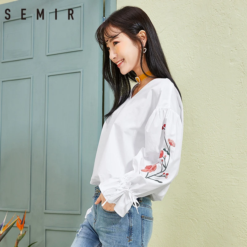 SEMIR рубашки женские с цветочным принтом весенние блузки 2019 v-образным вырезом