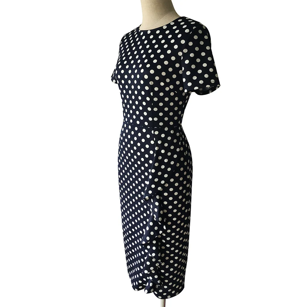 Женские Летние Элегантные вечерние повседневные облегающие платья в горошек