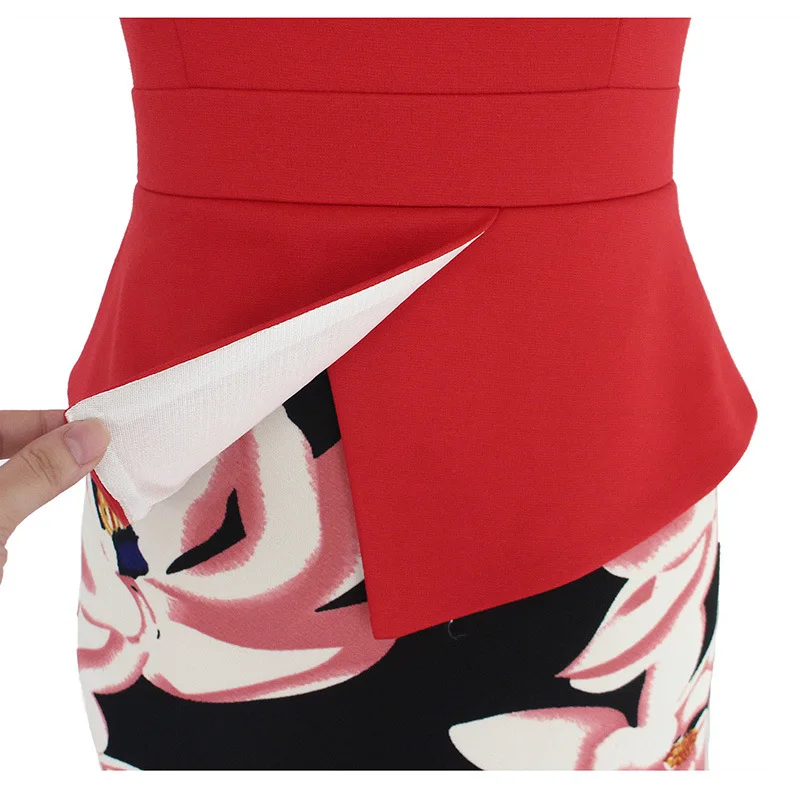 iRicheraf Women Office Dress Knee-length V-neck Sleeveless Slim Printed Summer Clothing Elegant Ladies Wrap Dresses XXL vestidos | Женская