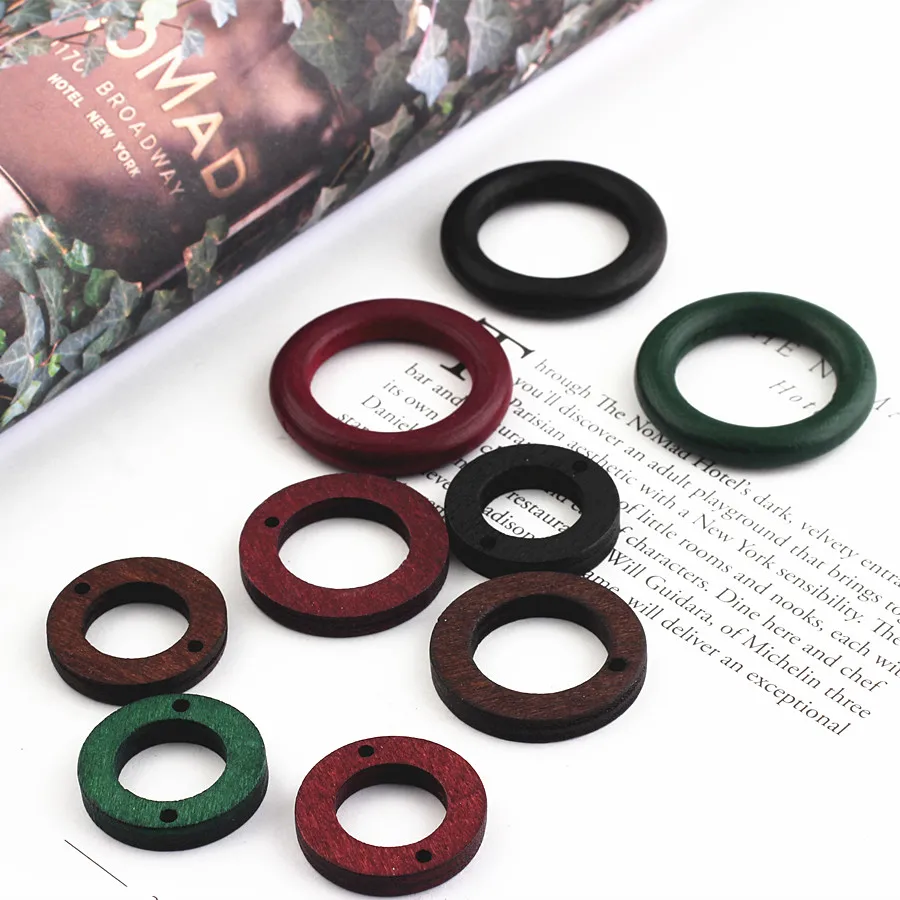 

Wholesale 100PCS/Lot Colorful Wood Beads Geometric Semicircle Half Round Circle Hollow Out Style Wooden DIY Jewelry Accessories
